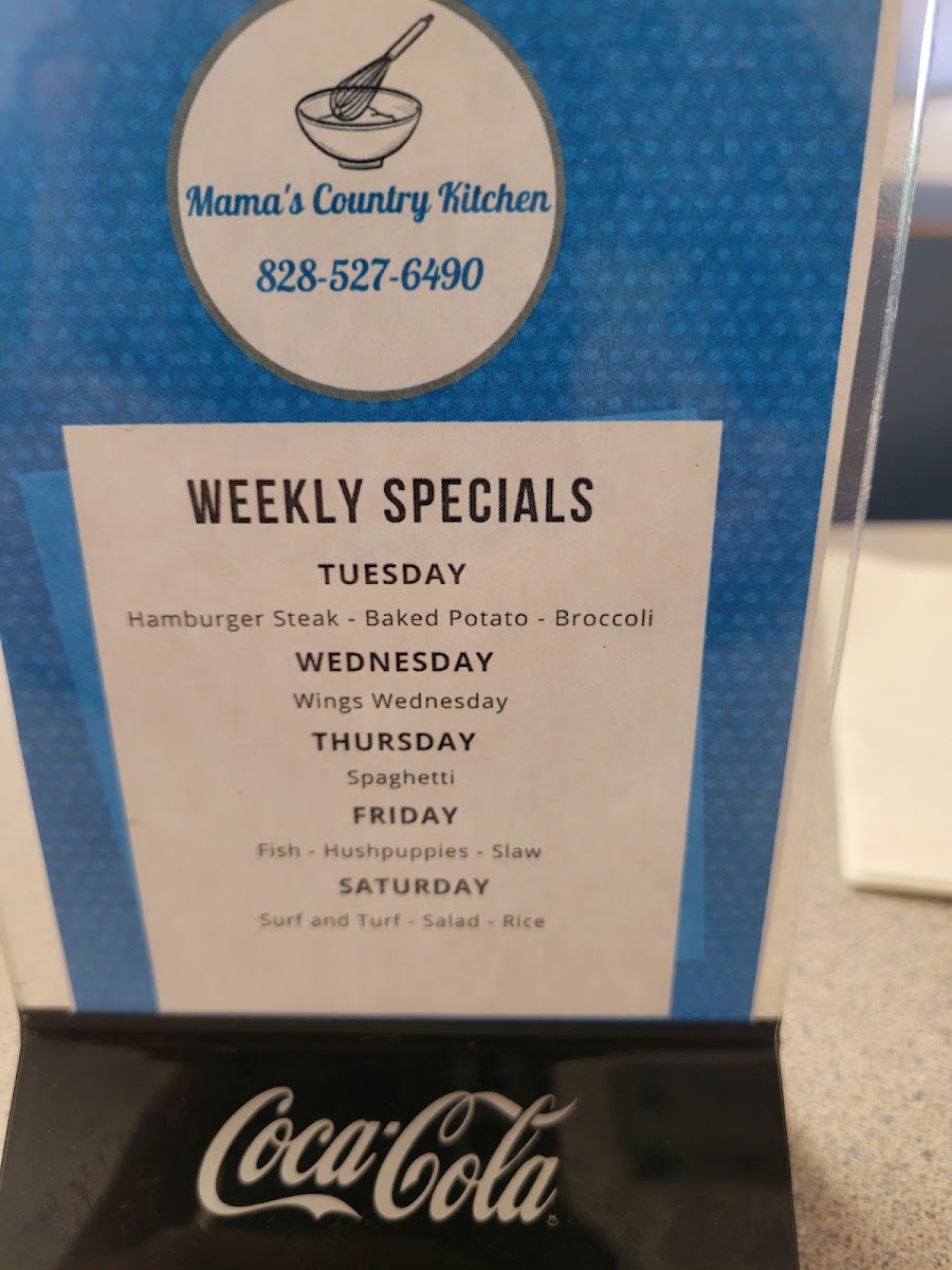 Mamas country kitchen menu board