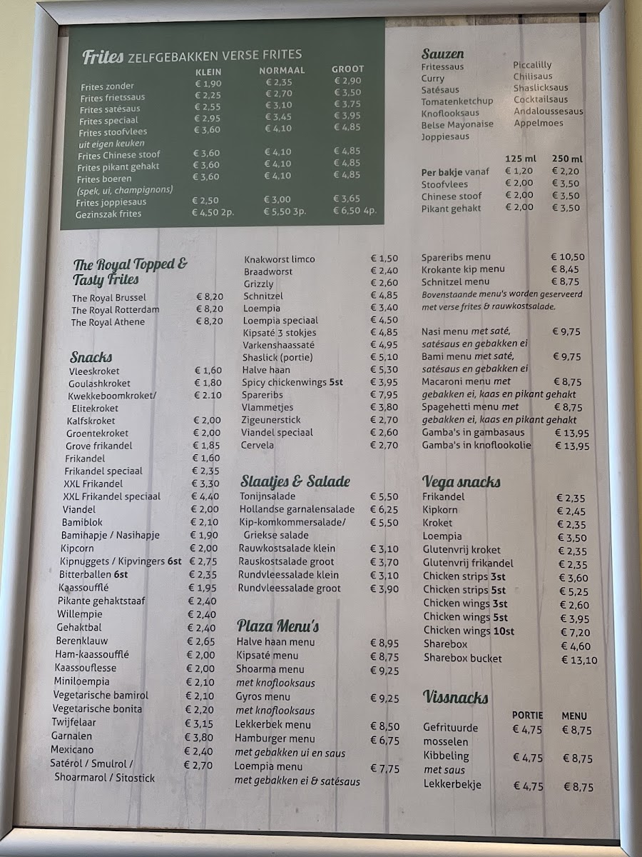 Plaza Dorpszicht menu board