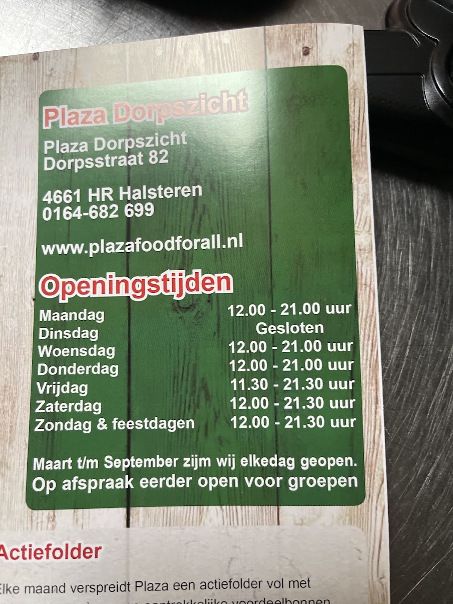 Plaza Dorpszicht menu board