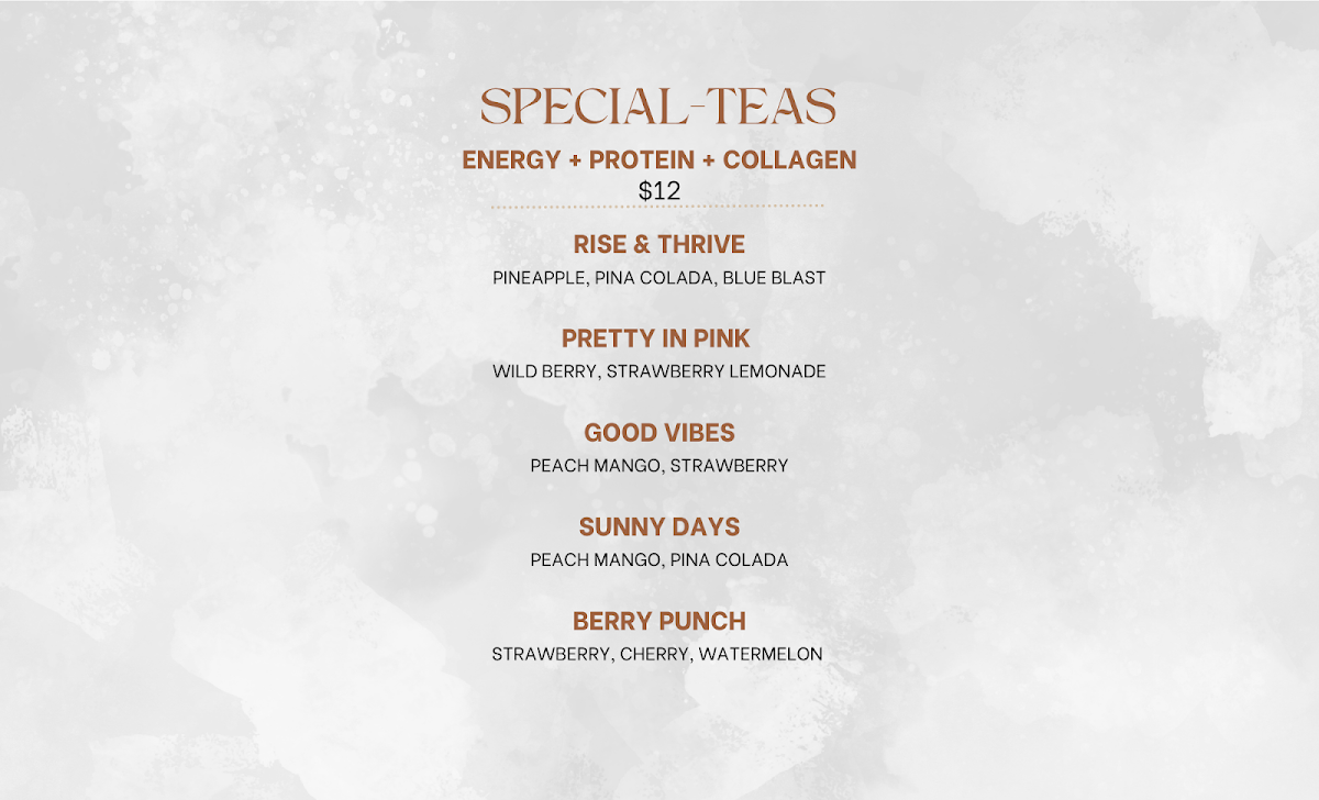 Rise & Thrive Nutrition menu board