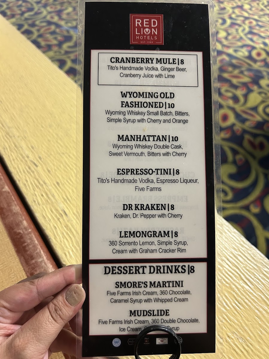 Sandalwood's menu board