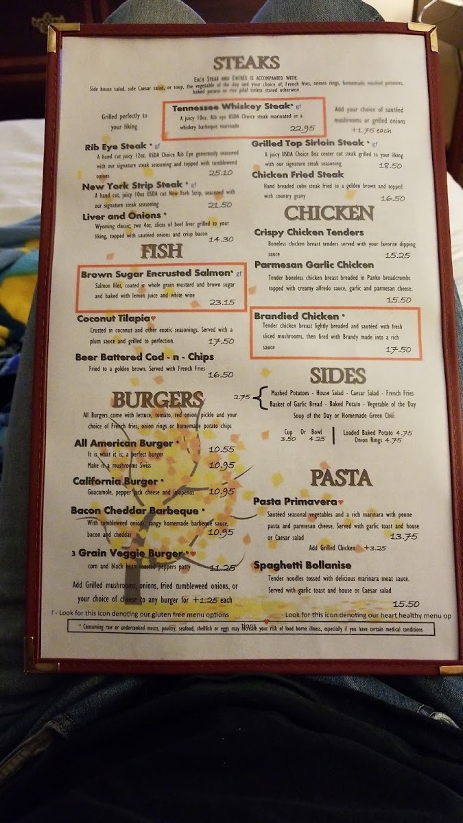 Sandalwood's menu board