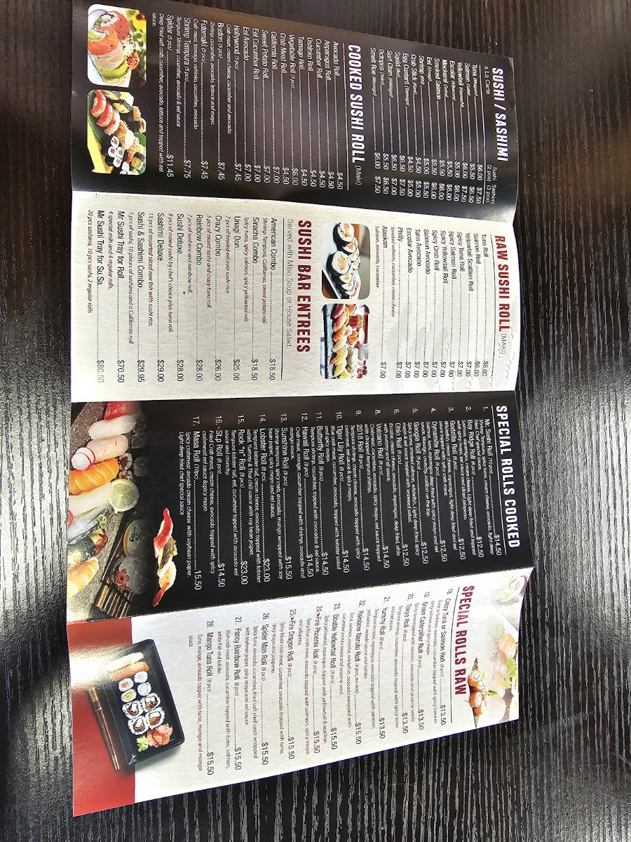 Mr Sushi menu board