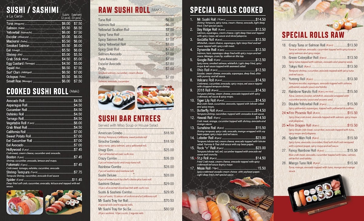 Mr Sushi menu board