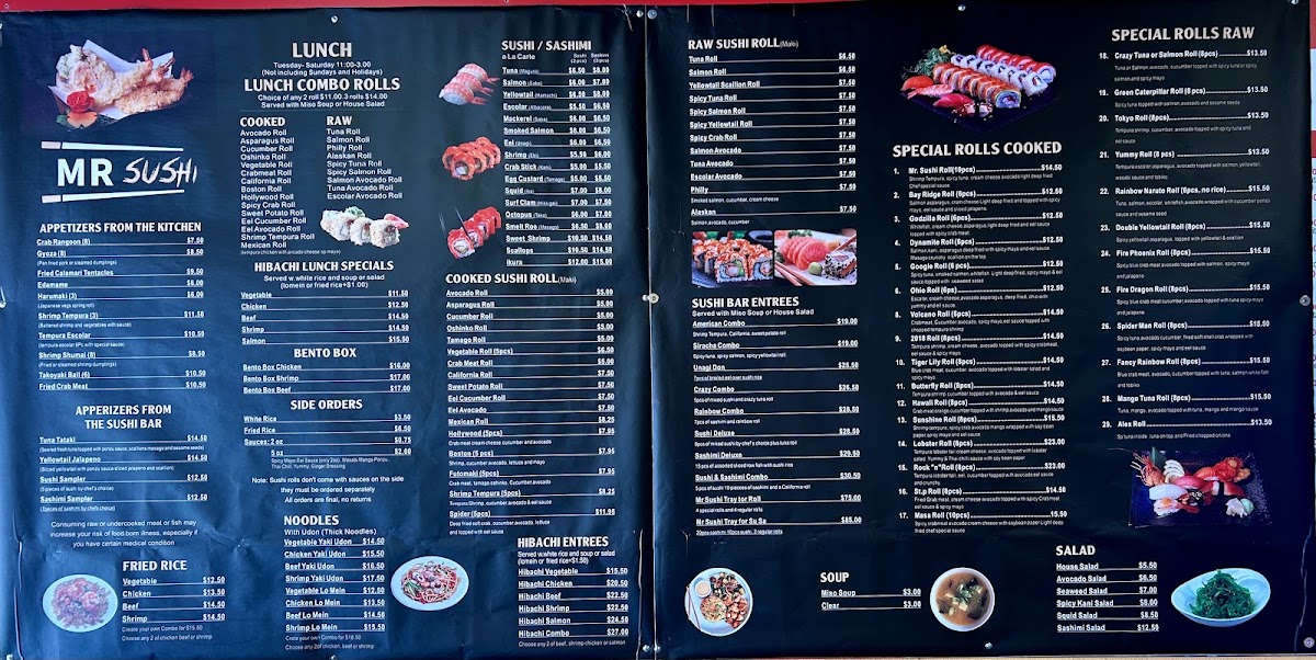 Mr Sushi menu board