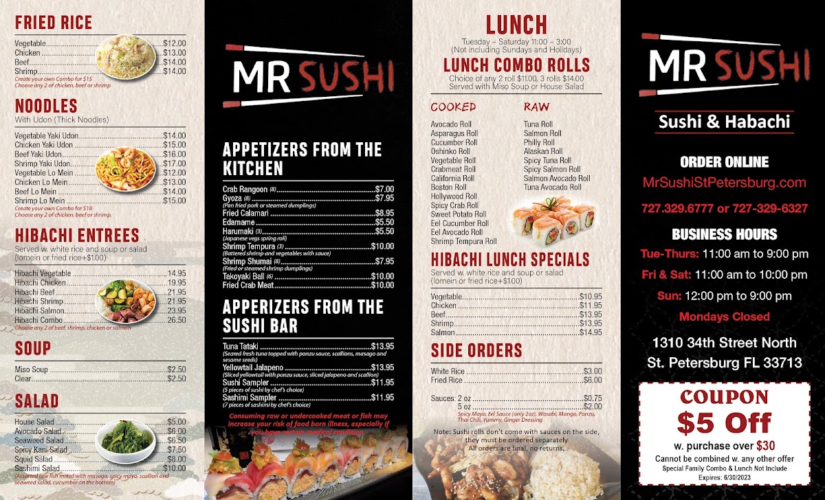 Mr Sushi menu board