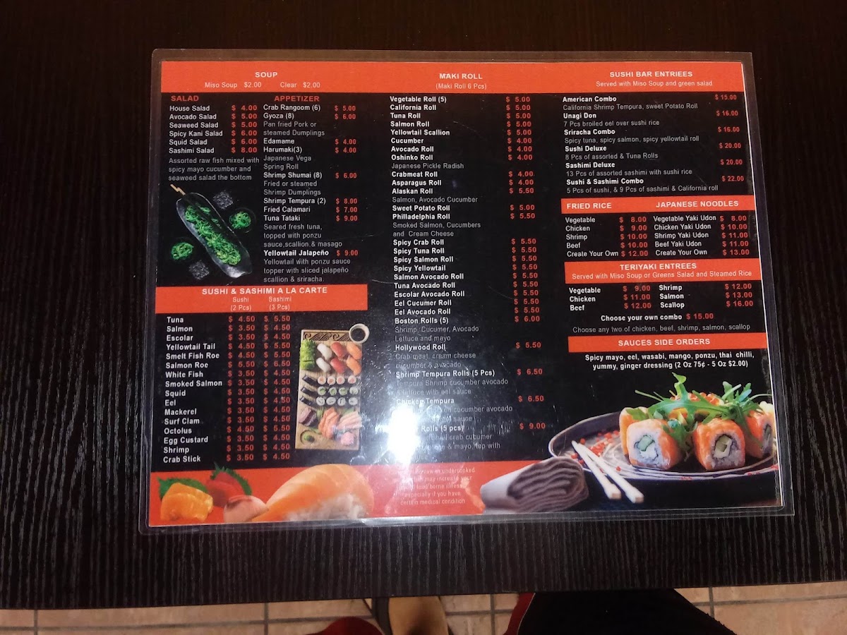 Mr Sushi menu board