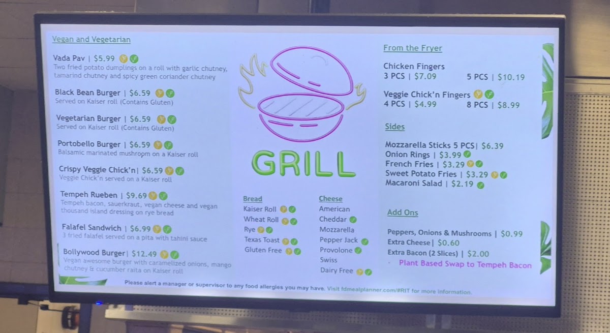 The Café and Market at Crossroads menu board