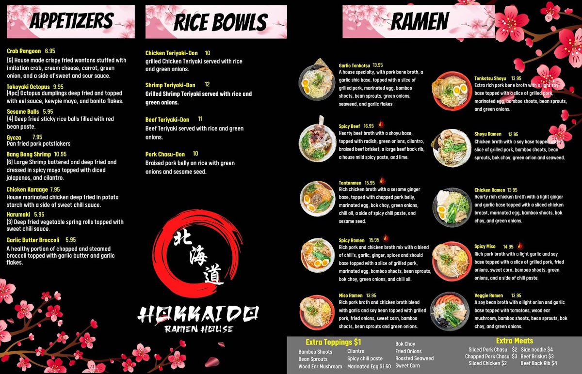 Hokkaido Ramen House menu board