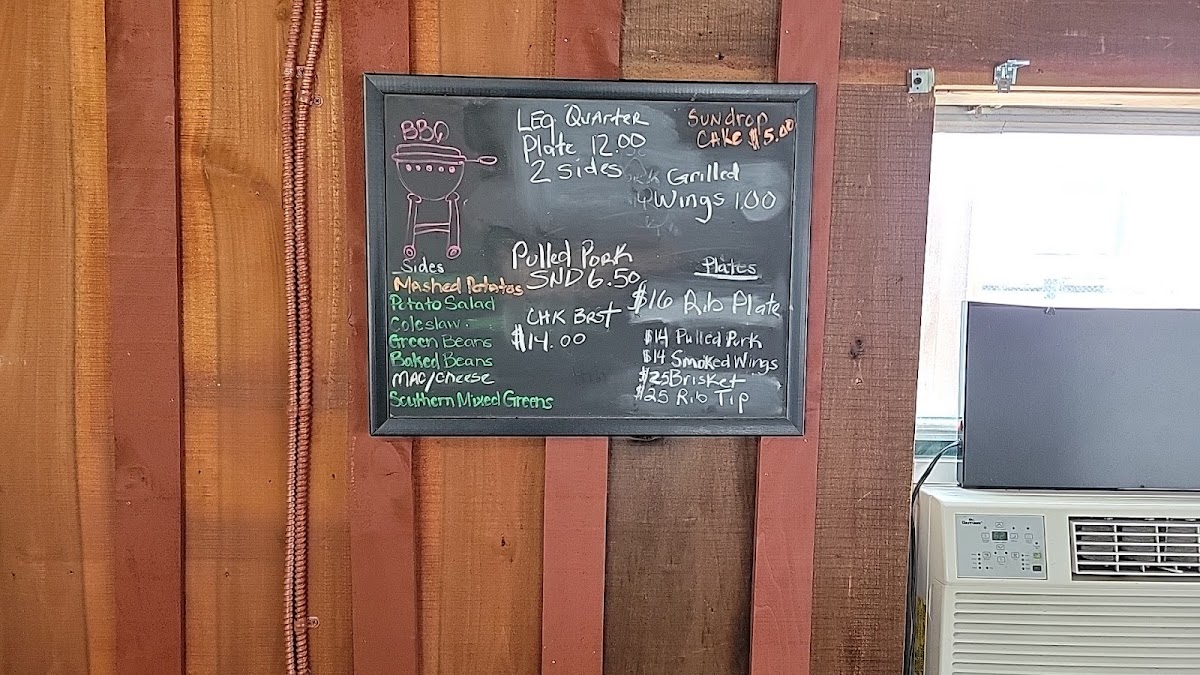 Big Stacks Pit Stop BBQ menu board