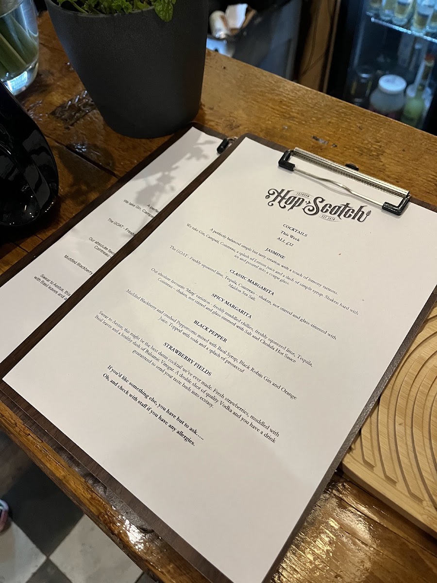 HopScotch Taprooms menu board