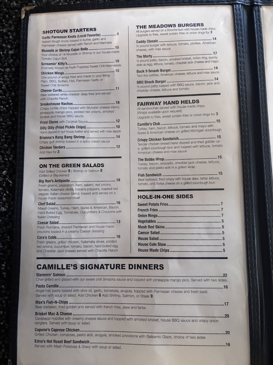 Little Camille's By The Green @ Michigan Meadows Golf menu board