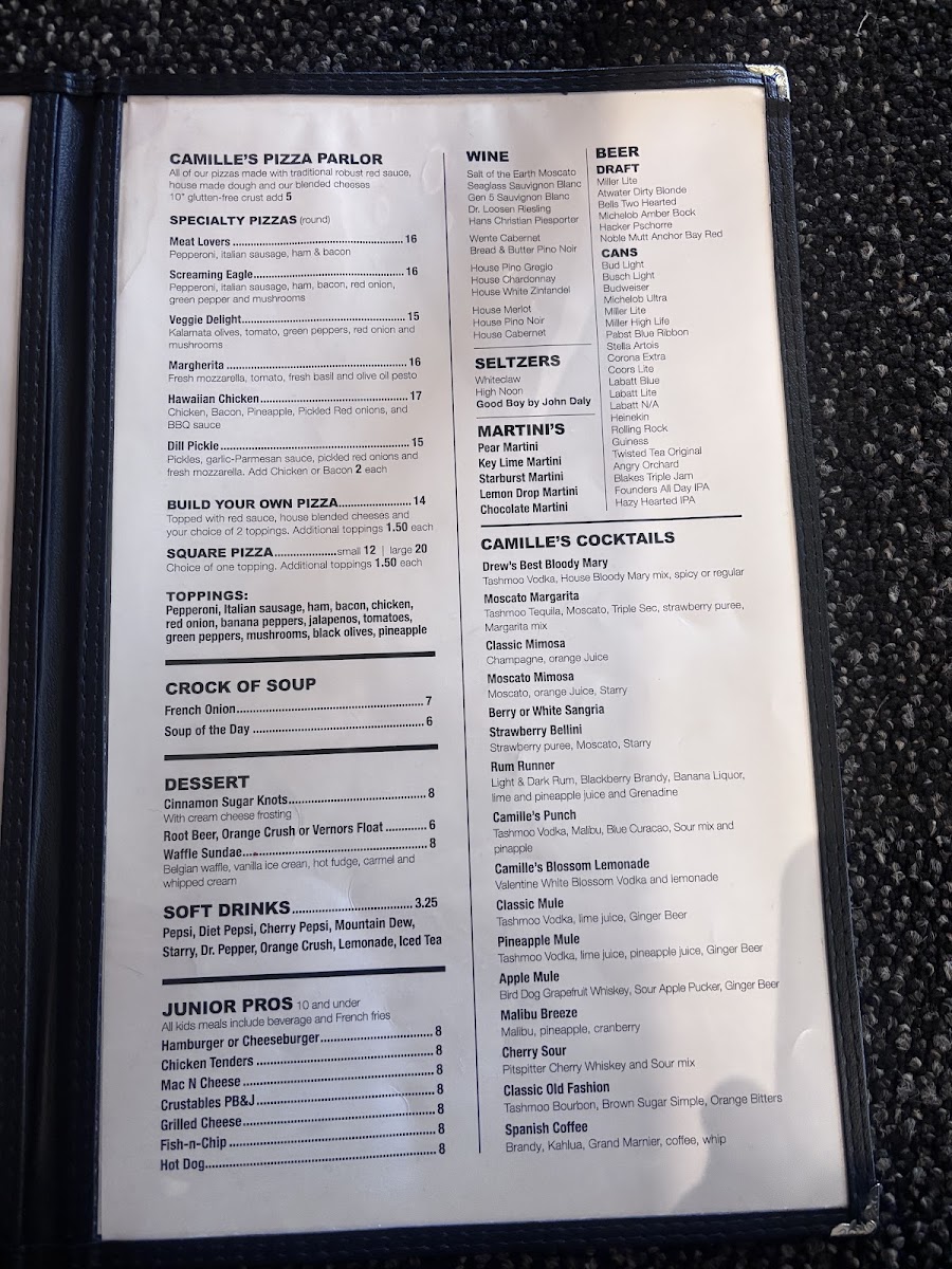 Little Camille's By The Green @ Michigan Meadows Golf menu board