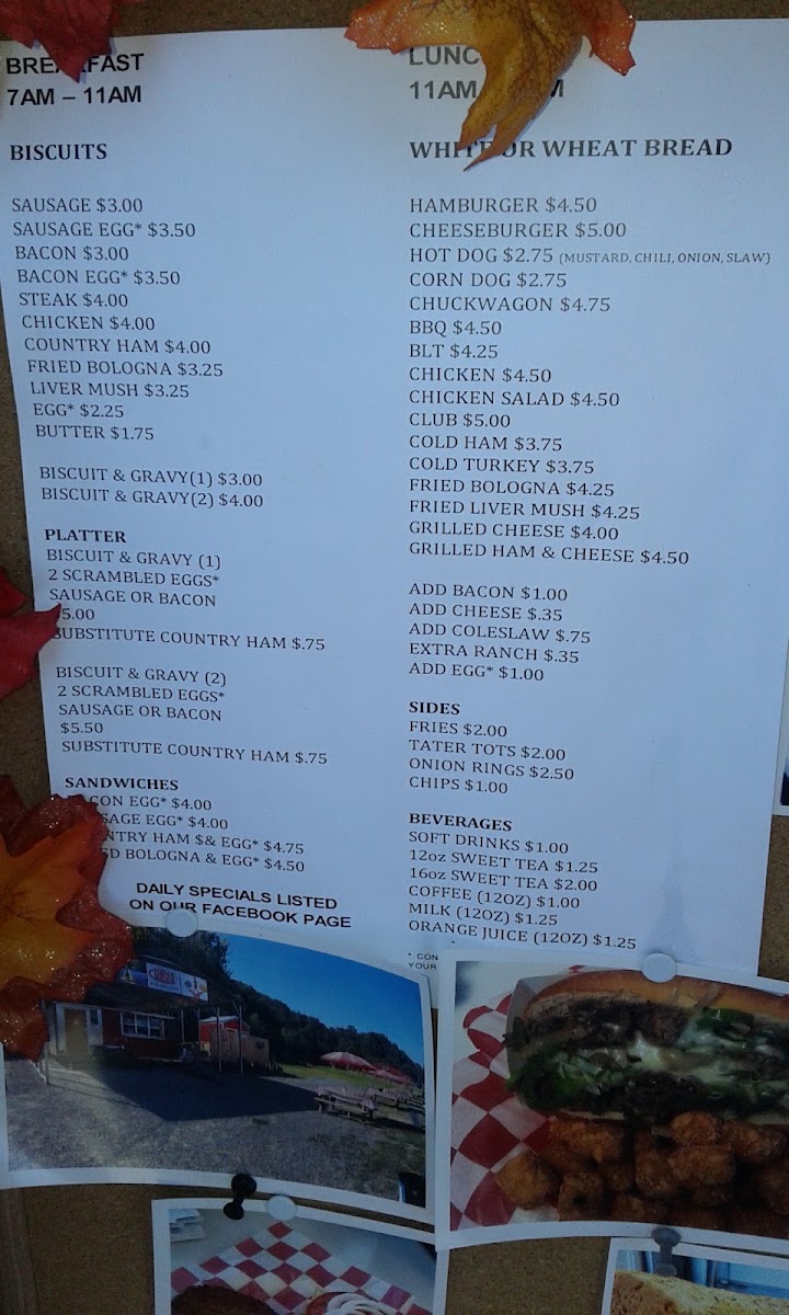 Forke In The Road menu board