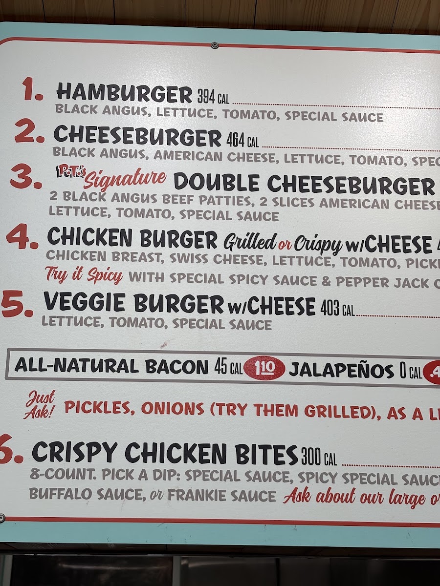 P. Terry's Burger Stand menu board