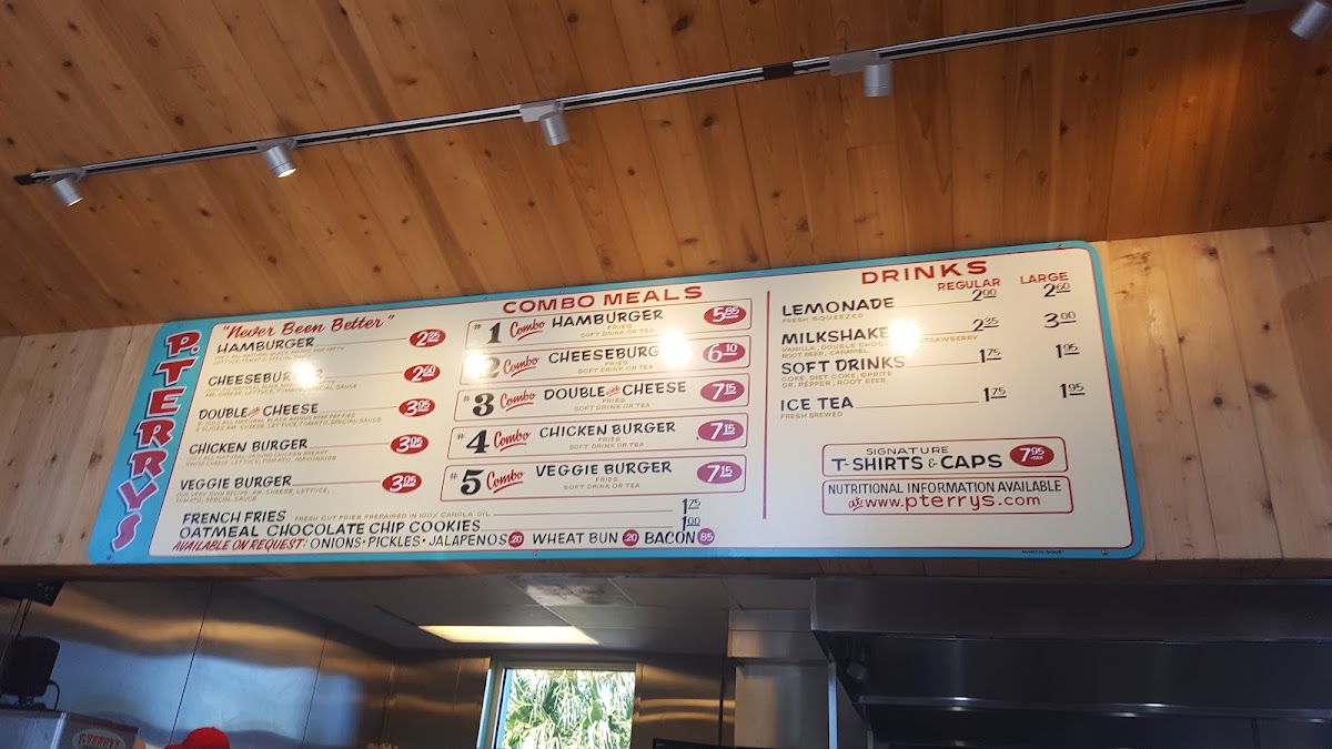P. Terry's Burger Stand menu board