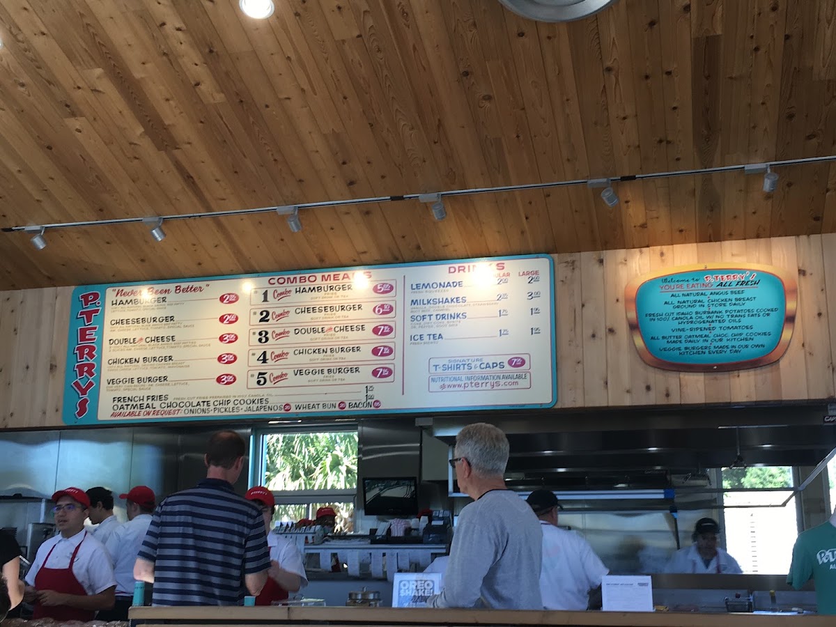 P. Terry's Burger Stand menu board