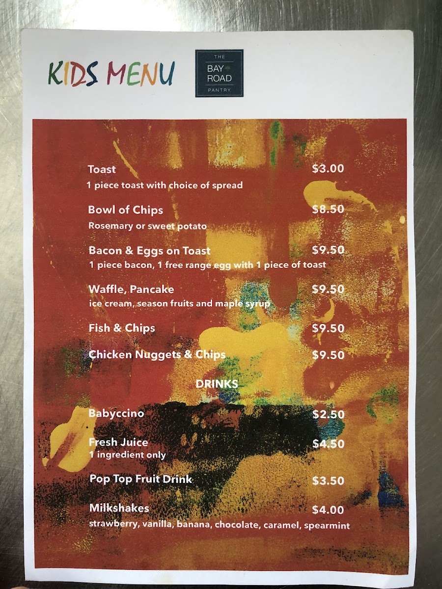 The Bay Road Pantry menu board
