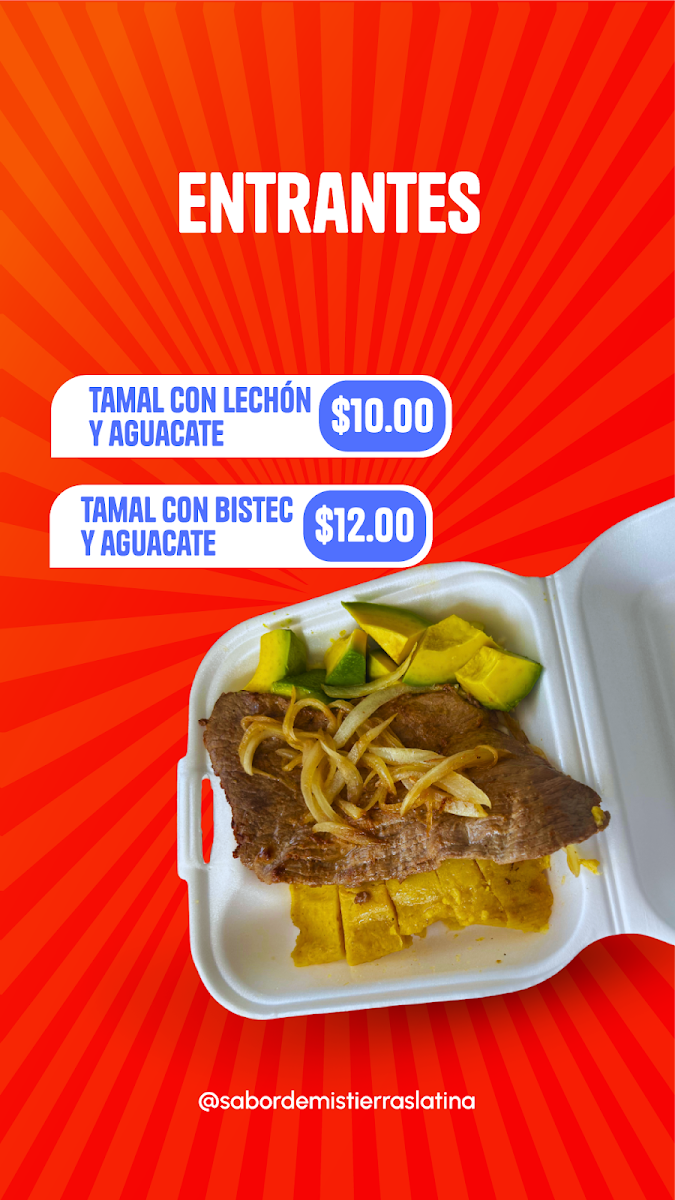 Sabor De Mis Tierras Latina Food Truck menu board
