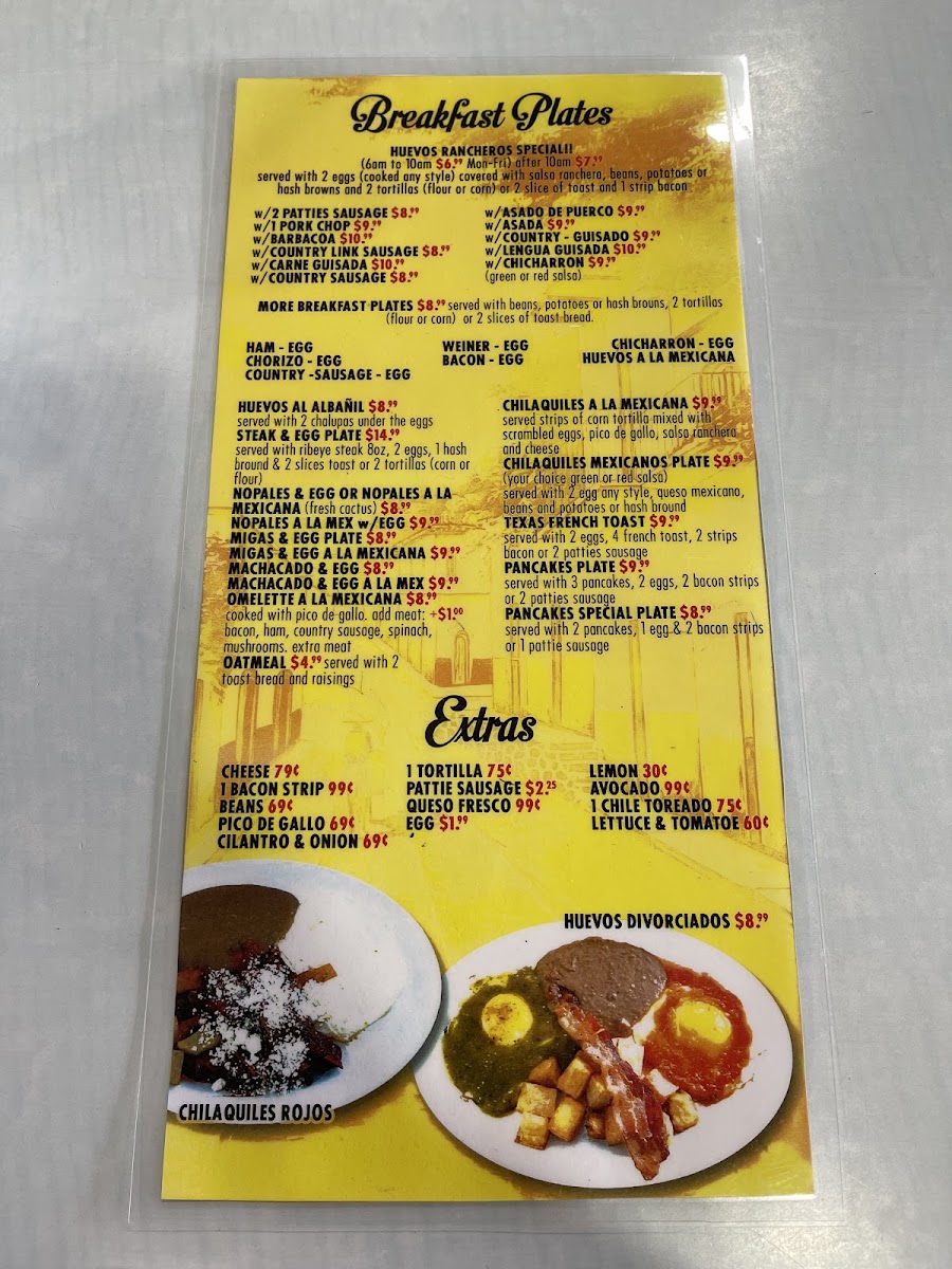Zayra's Mexican Restaurant menu board