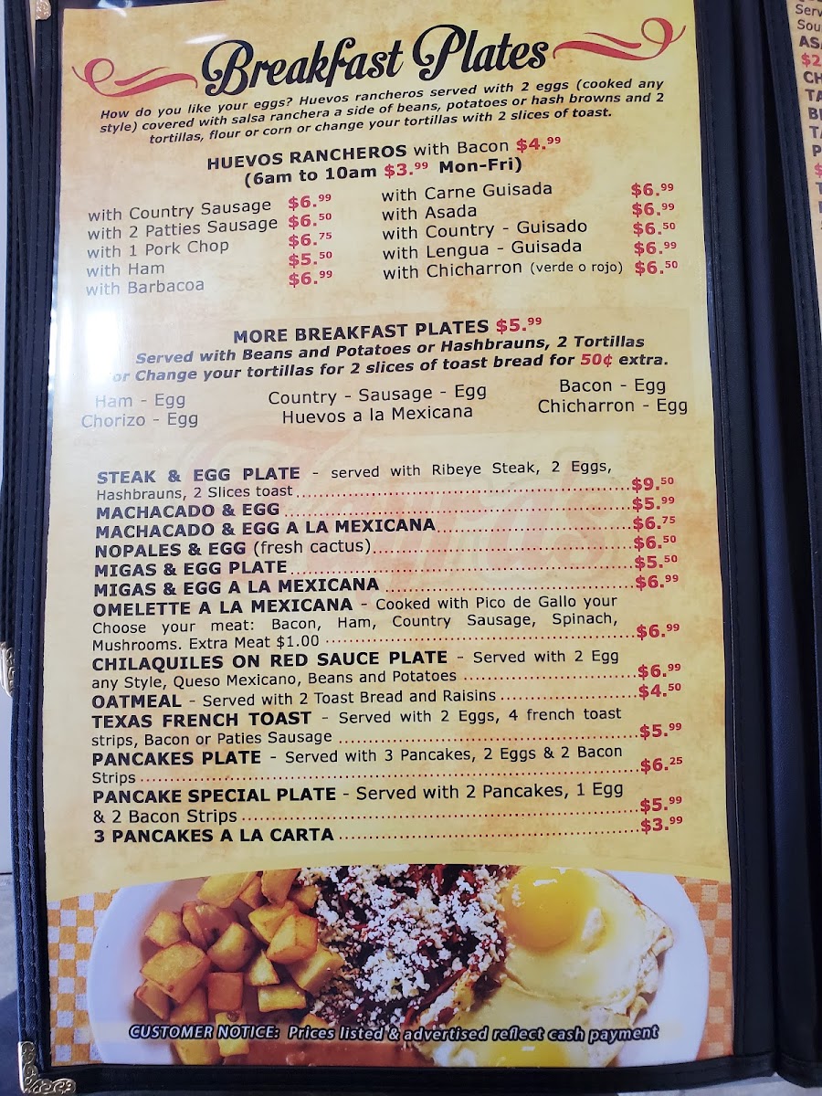 Zayra's Mexican Restaurant menu board