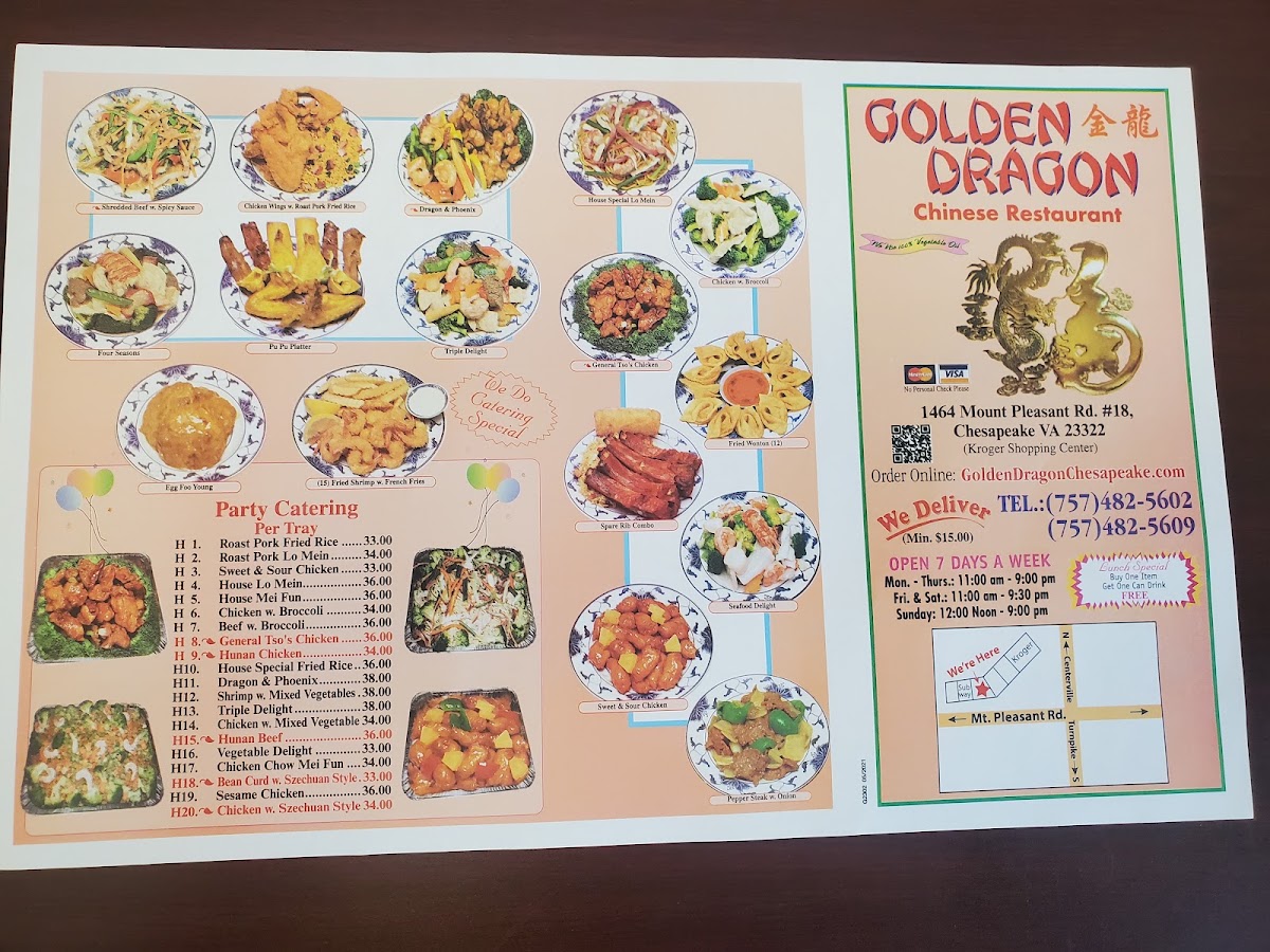 Golden Dragon menu board