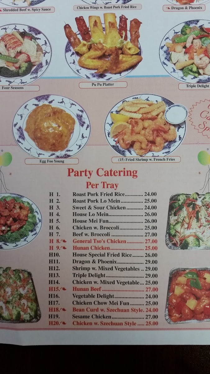 Golden Dragon menu board