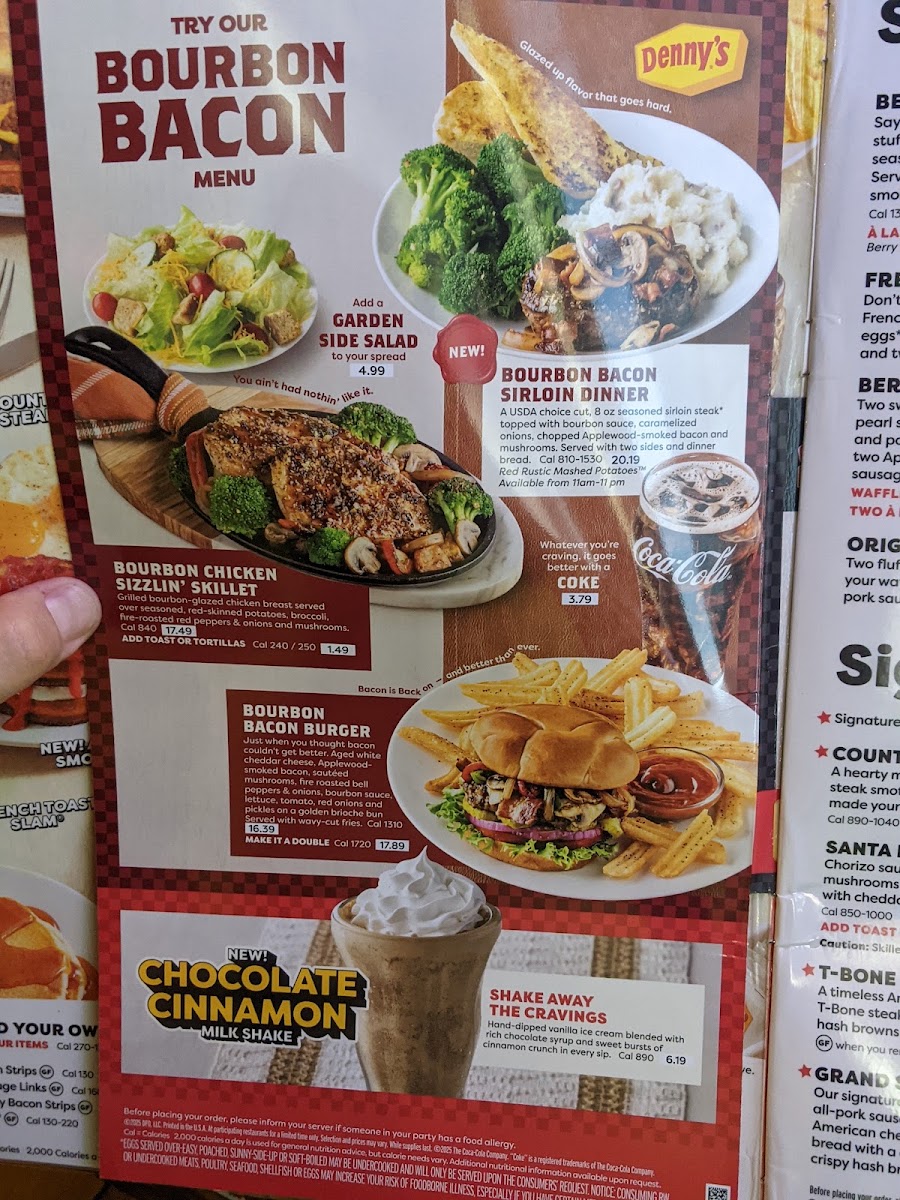 Denny's Restaurant menu board