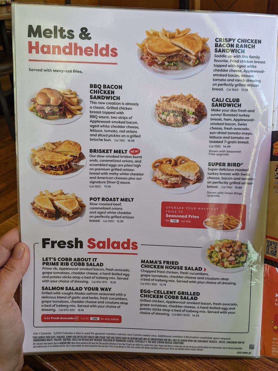 Denny's Restaurant menu board