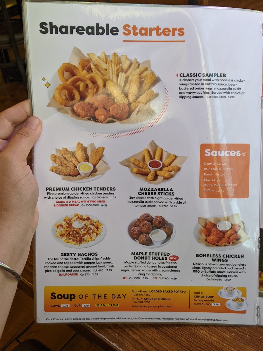 Denny's Restaurant menu board