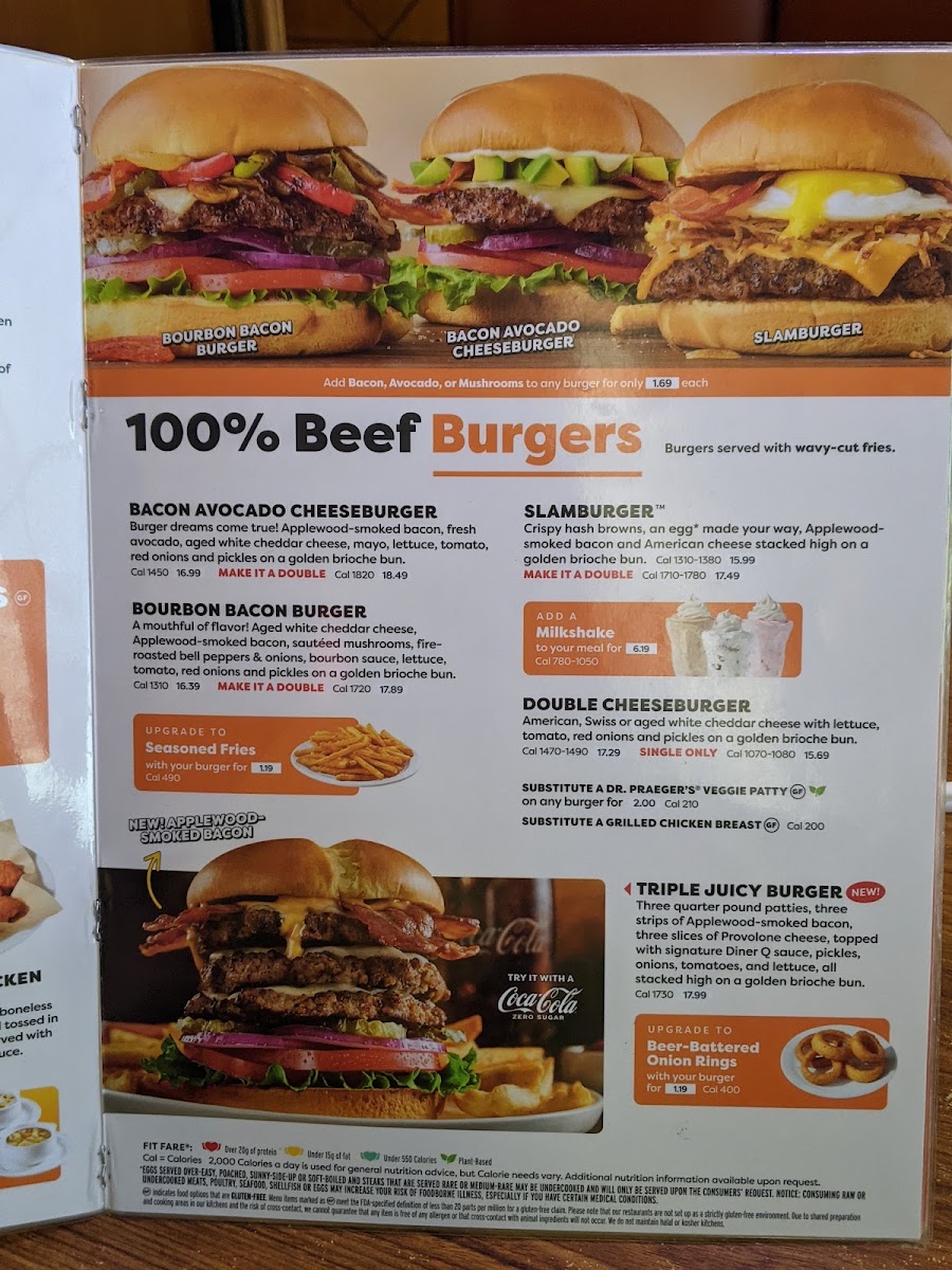 Denny's Restaurant menu board