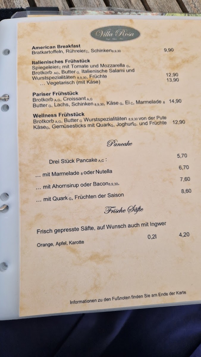 Cafe Bistro Villa Rosa - Landsberg am Lech menu board