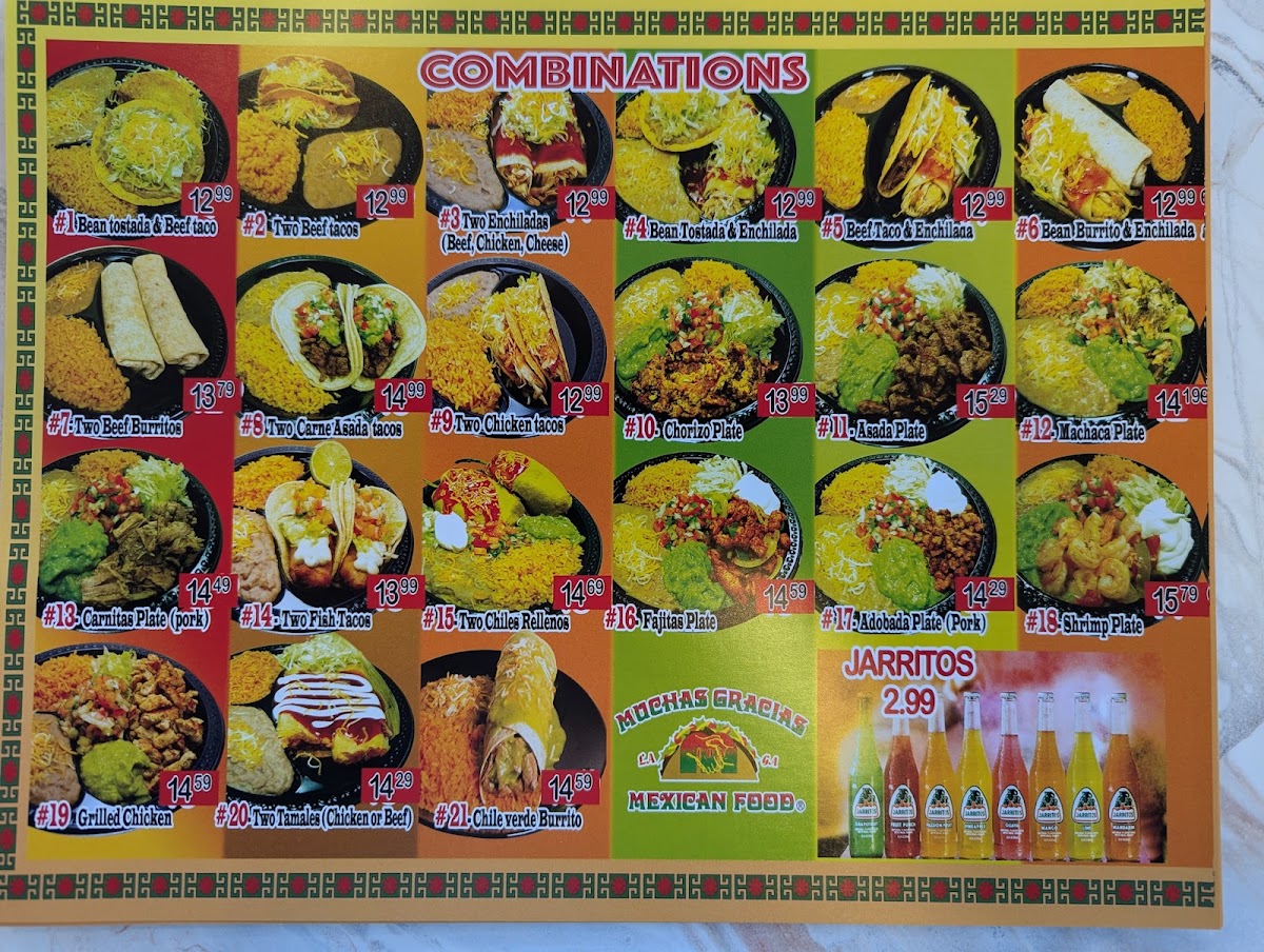 Muchas Gracias Restaurant menu board