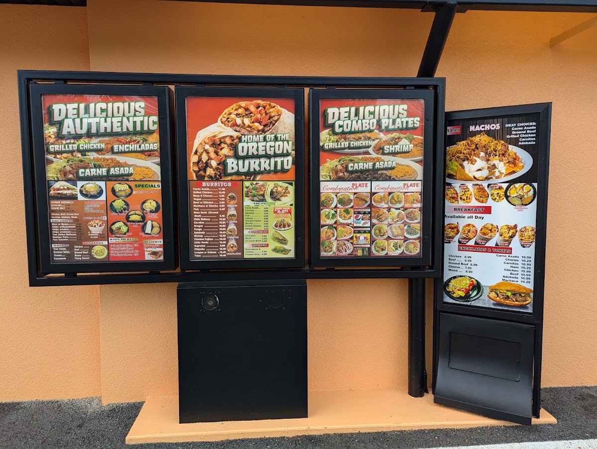 Muchas Gracias Restaurant menu board
