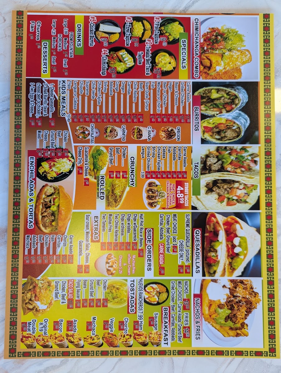 Muchas Gracias Restaurant menu board