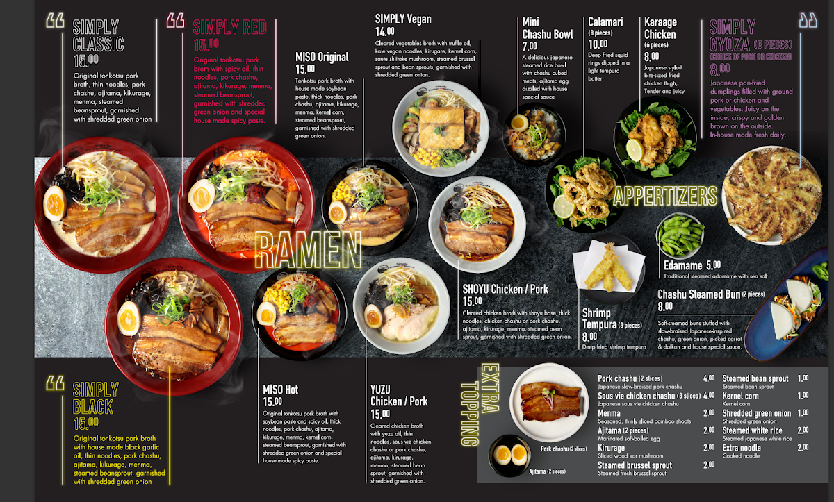 Simply Ramen and Gyoza menu board