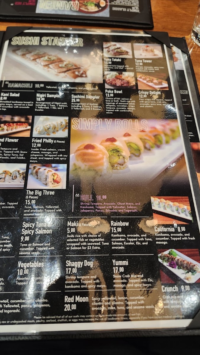 Simply Ramen and Gyoza menu board