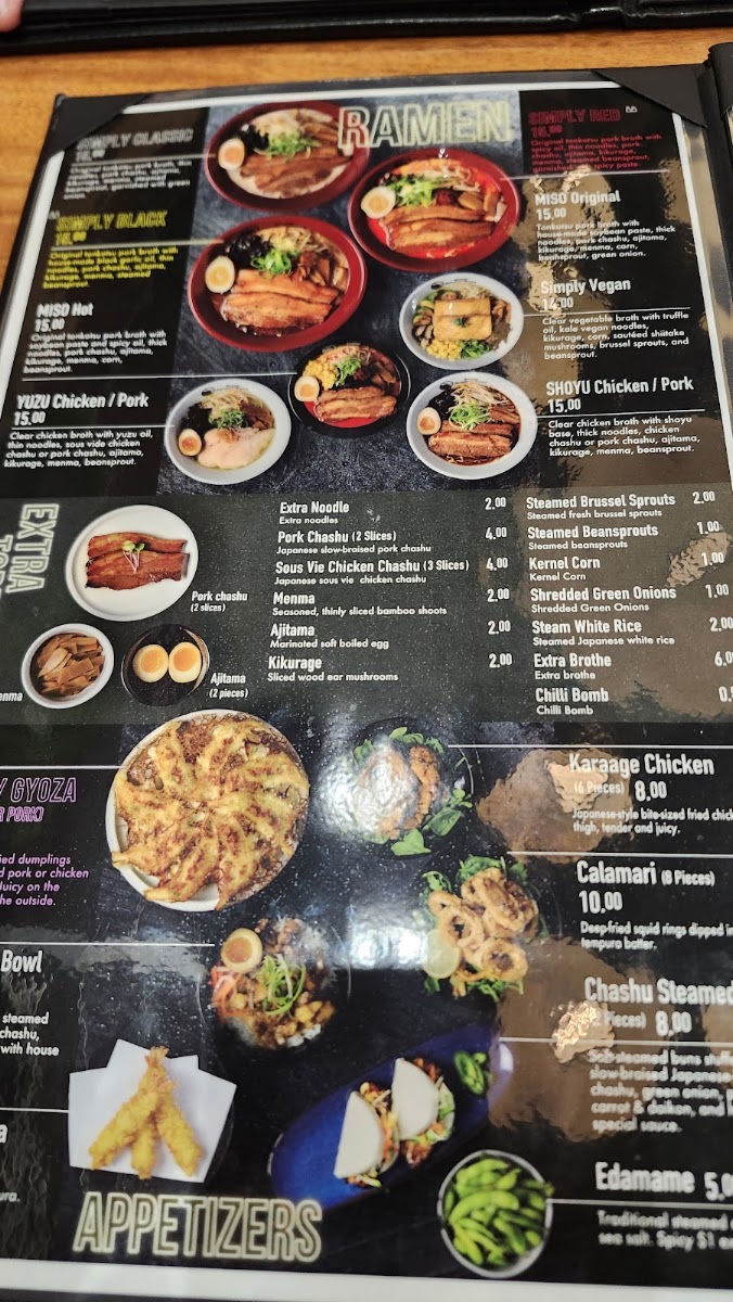 Simply Ramen and Gyoza menu board
