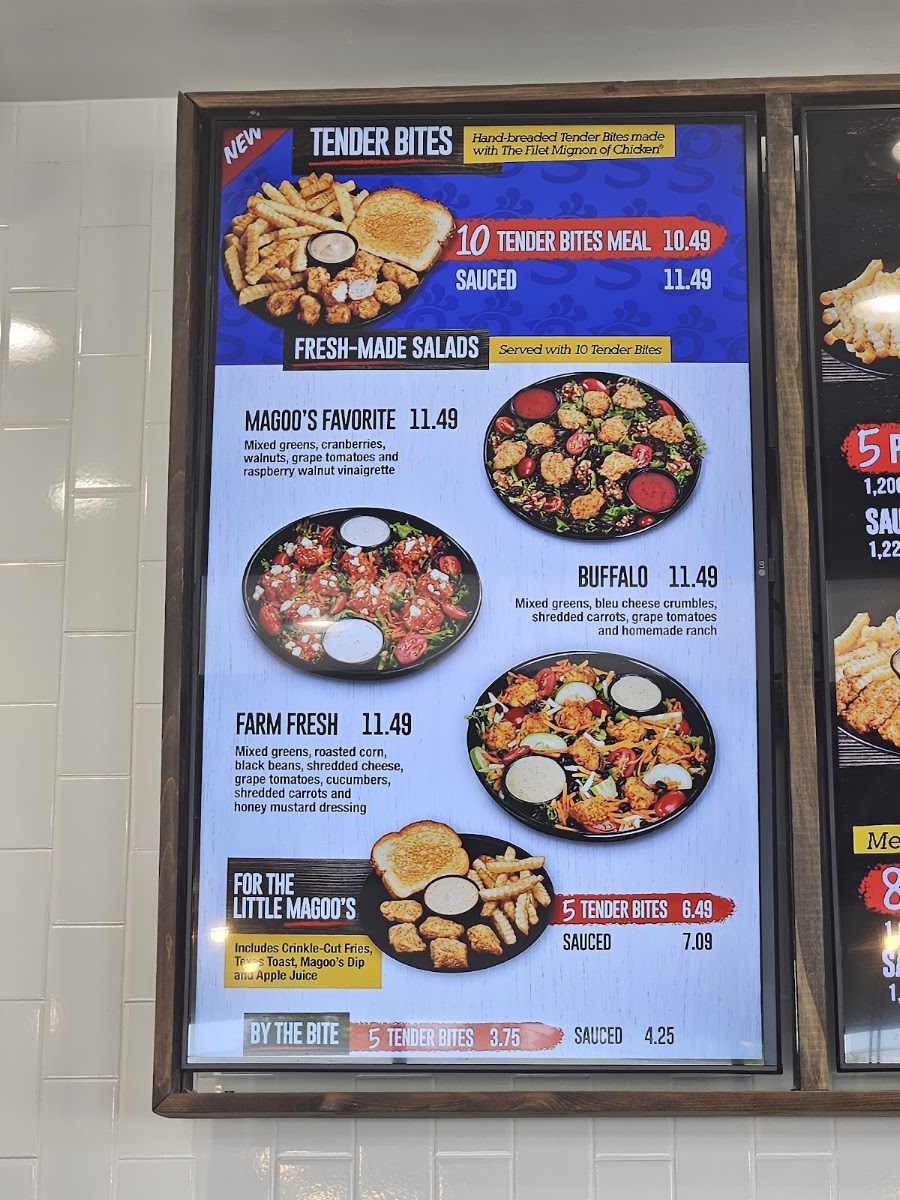 Huey Magoo's Chicken Tenders - Circleville menu board