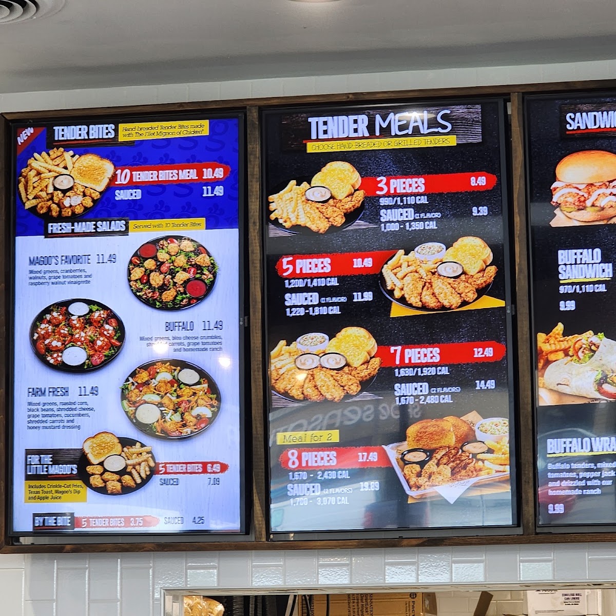 Huey Magoo's Chicken Tenders - Circleville menu board