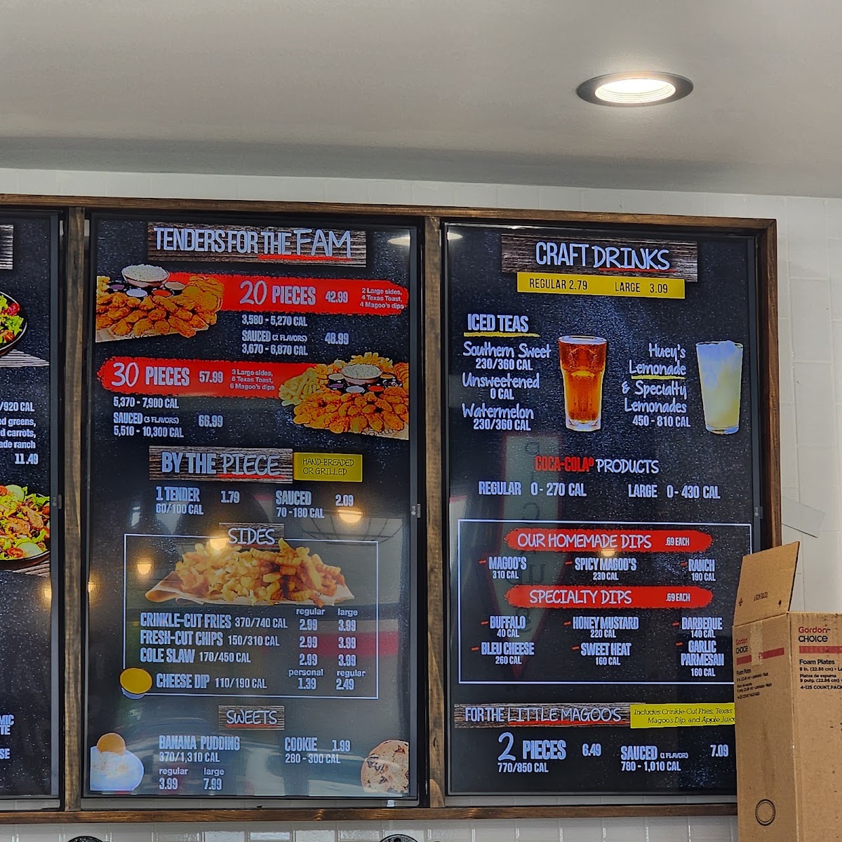 Huey Magoo's Chicken Tenders - Circleville menu board