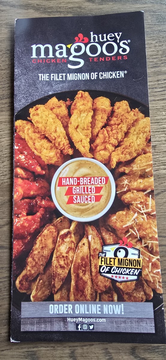 Huey Magoo's Chicken Tenders - Circleville menu board