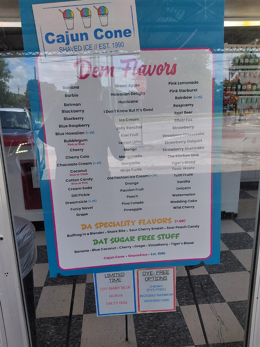 Cajun Cone menu board