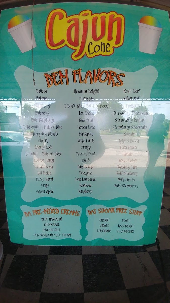 Cajun Cone menu board