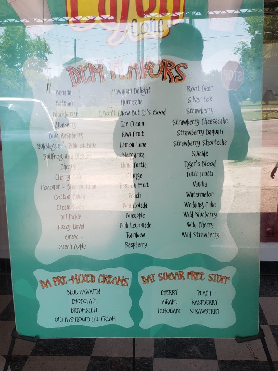 Cajun Cone menu board
