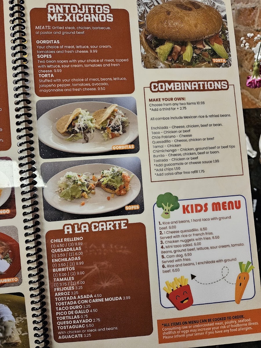 Taqueria El Rey Bar & Grill menu board