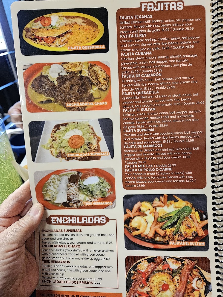 Taqueria El Rey Bar & Grill menu board