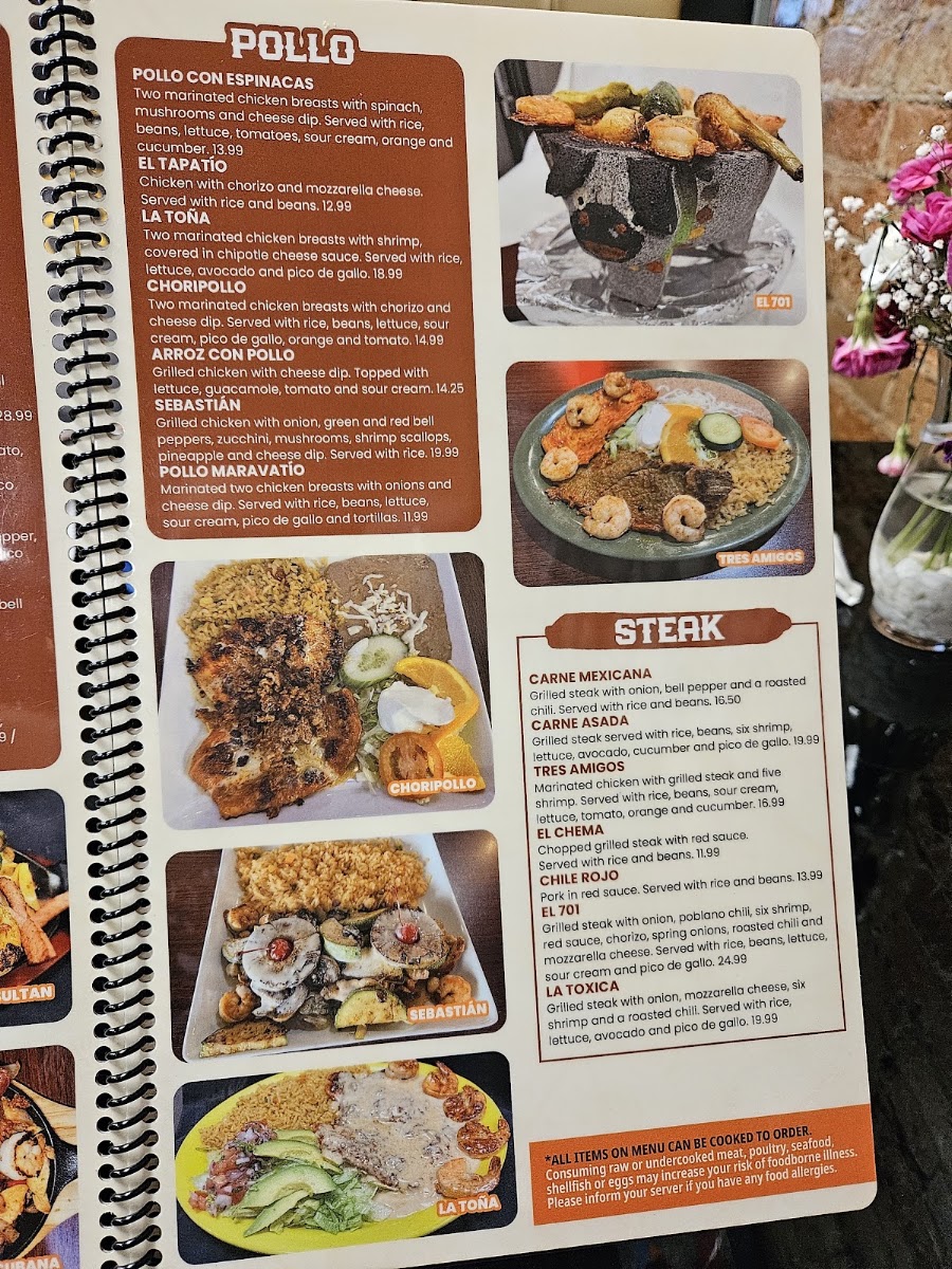Taqueria El Rey Bar & Grill menu board
