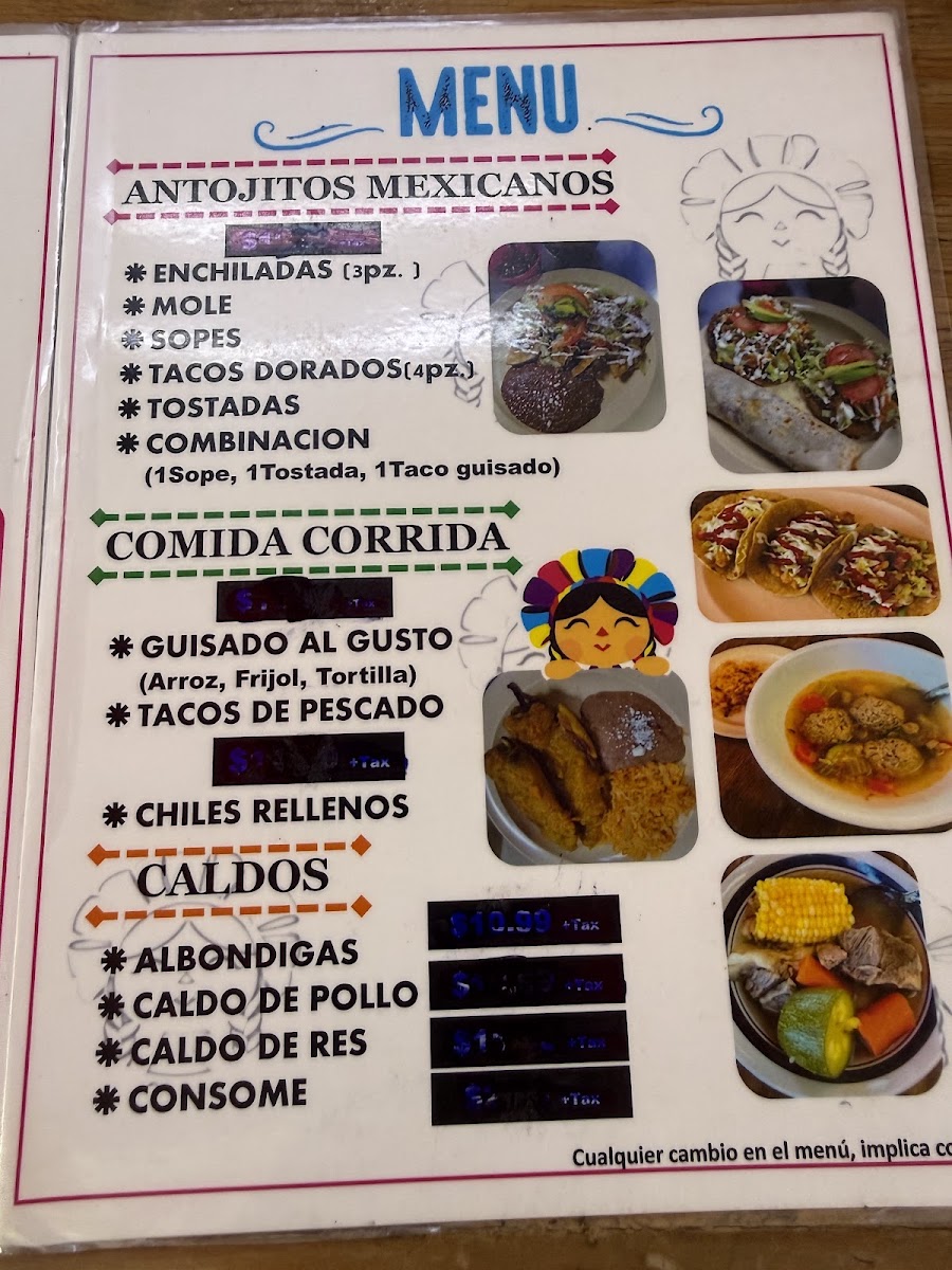 ' La Lupita' menu board