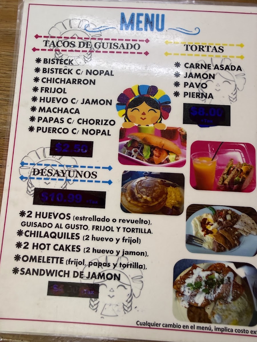 ' La Lupita' menu board